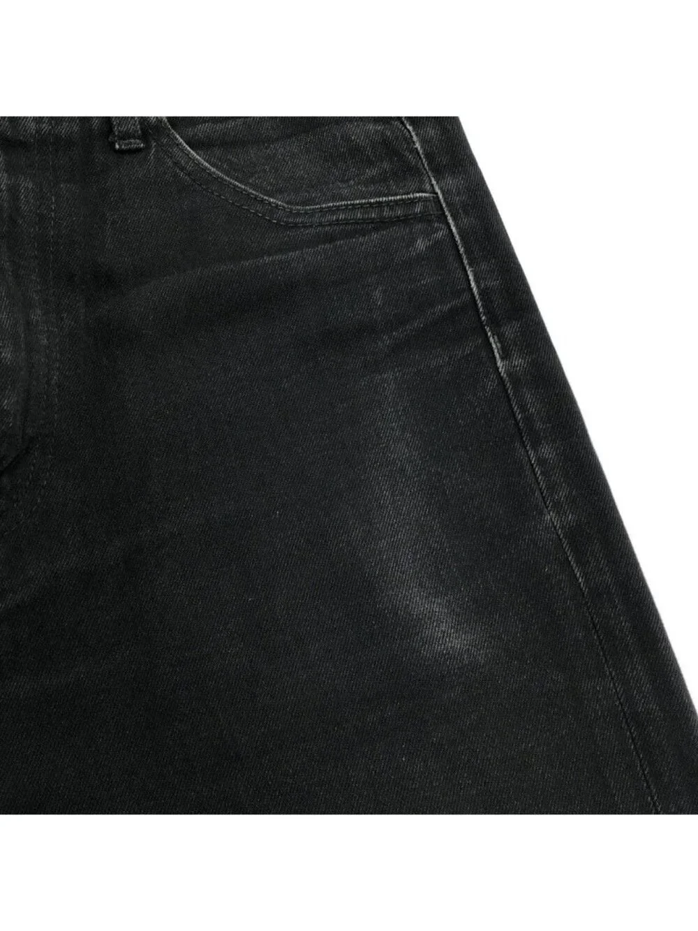 Celine Dylan Cutoff Boots Cut Denim Pants Black